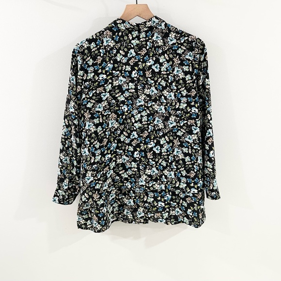 J. Jill Black Floral Button Front Layered Tunic Size Small Petite - Picture 6 of 6